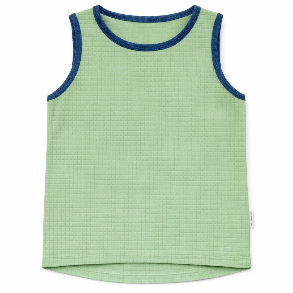 Sovereign Code Tank Top Boys L 14/16 Green Waffle Knit Textured Sleeveless